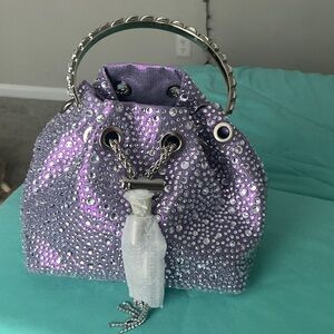 Glamorous Purple Rhinestone Wristlet or Crossbody, with Silver, Crystal accents